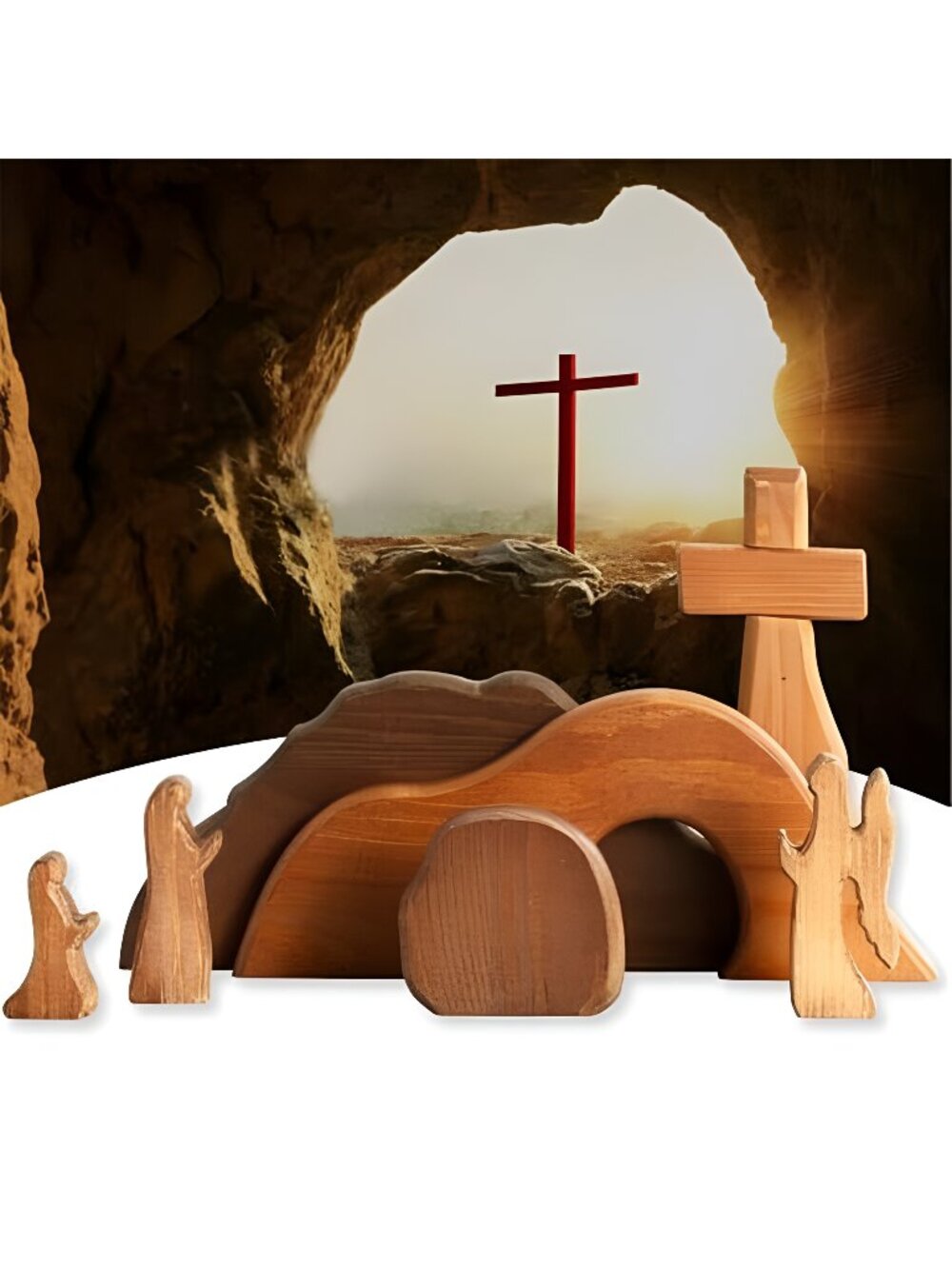 The Empty Tomb Easter Scene Set - 7-Piece, Christian Cross Decorations
